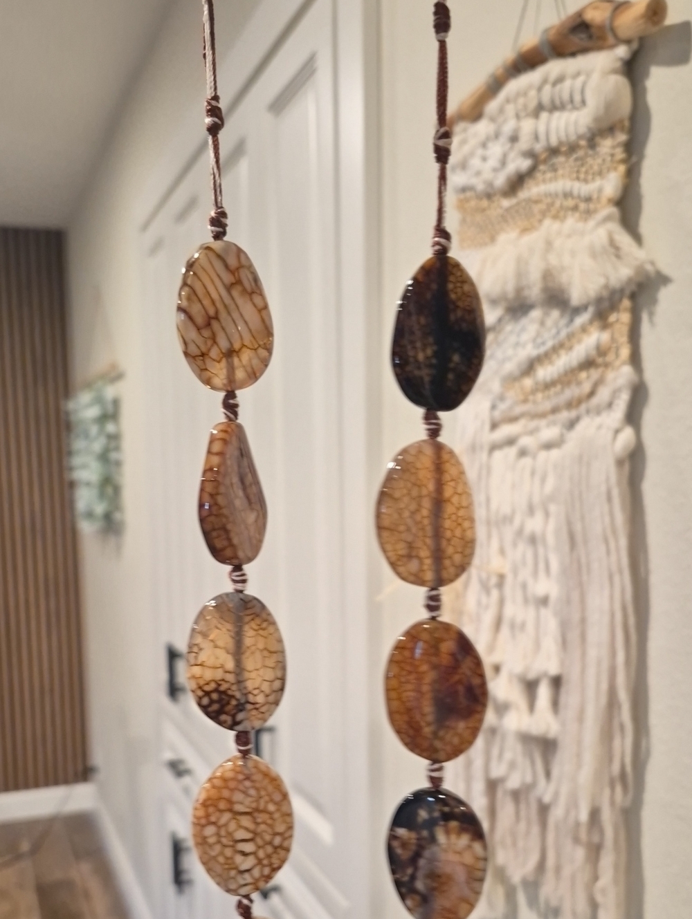 Earth Toned Polished Stone Beaded Cord Necklace, Lobster Closure, Extender - Picture 7 of 9